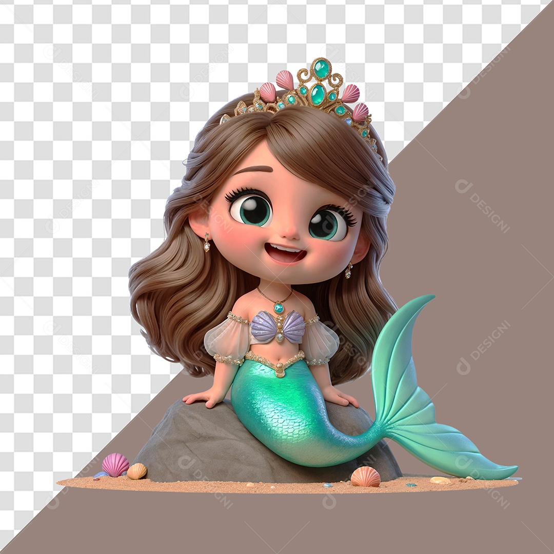 Personagem 3D Sereia para Composição PSD