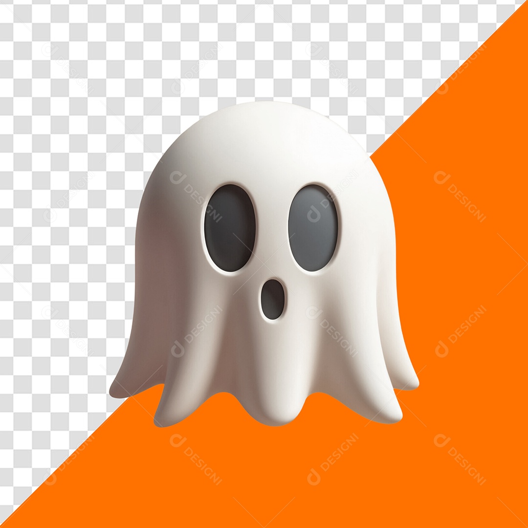 Emoji Elemento 3D Fantasma Haloween para Composição PSD