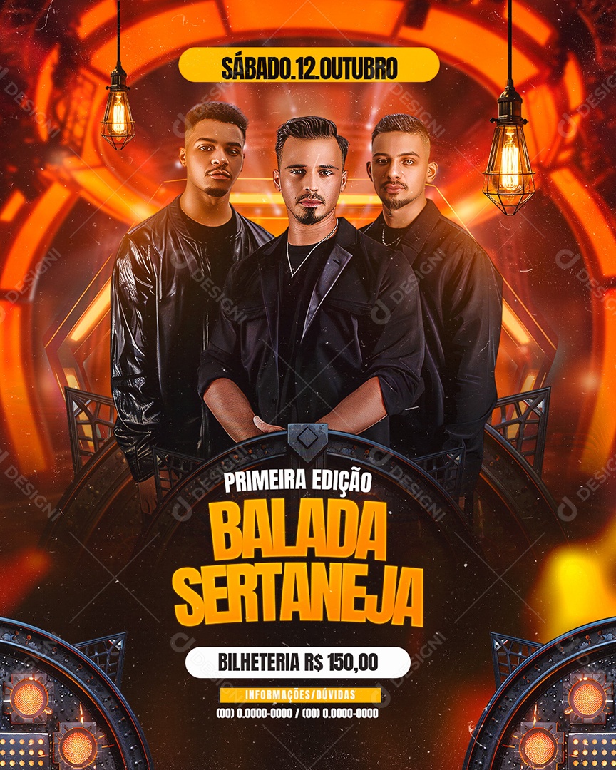 Flyer Balada Sertaneja Social Media PSD Editável