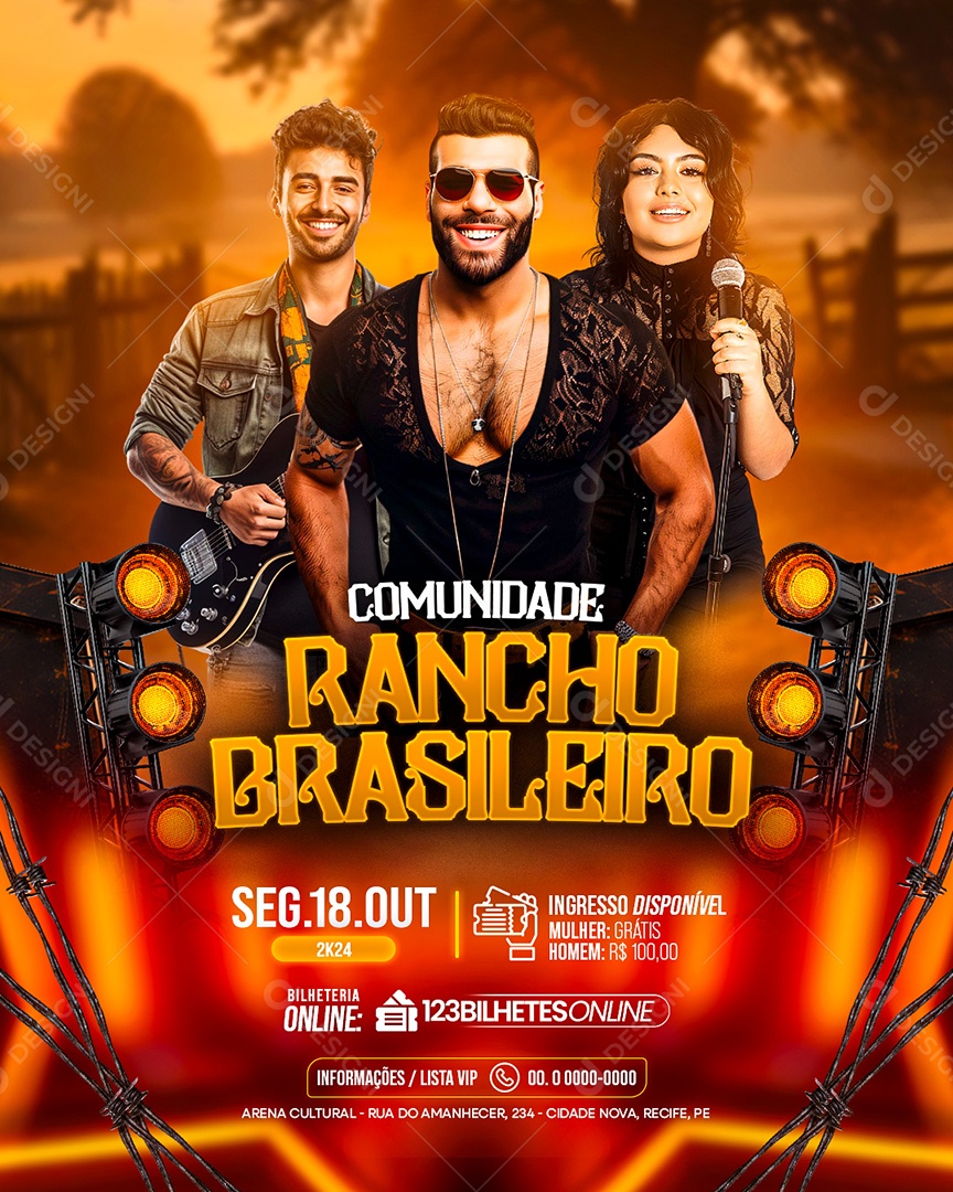 Flyer Comunidade Rancho Brasileiro Social Media PSD Editável