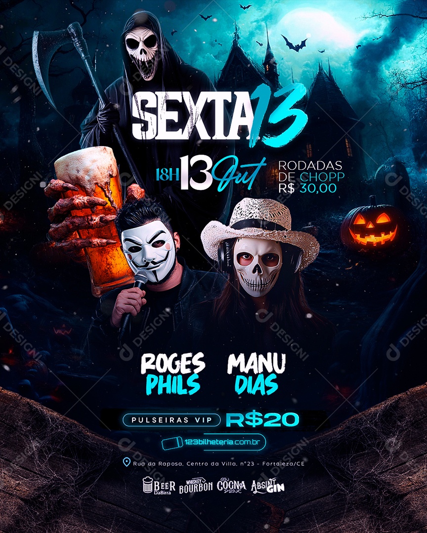 Flyer Halloween Sexta 13 Social Media PSD Editável