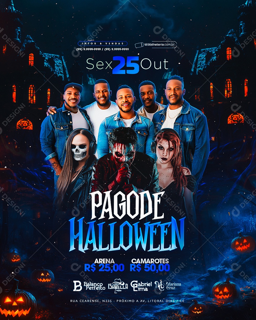 Flyer Pagode Halloween Social Media PSD Editável