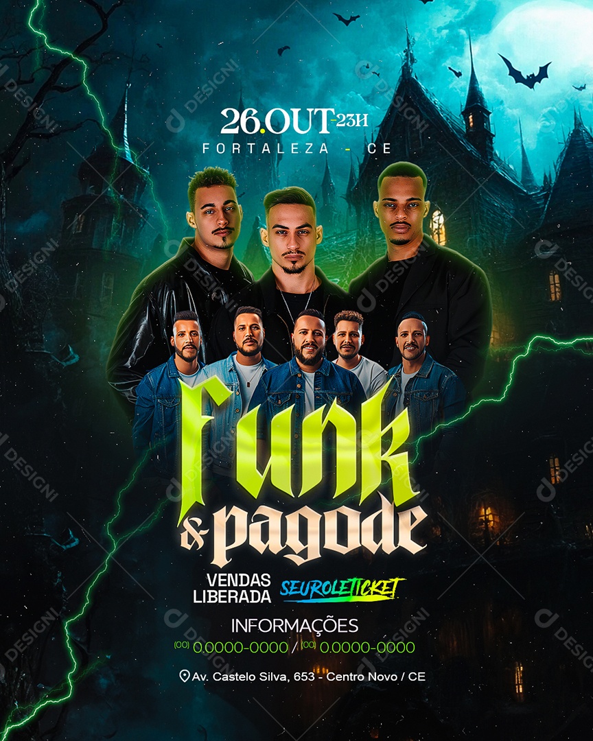 Flyer Halloween Funk e Pagode Social Media PSD Editável