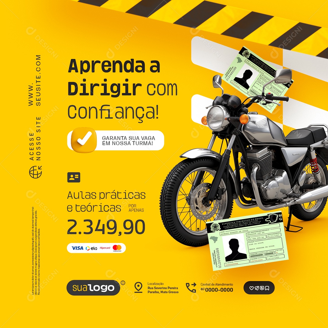 Auto Escola Aprenda a Dirigir com Confiança Social Media PSD Editável
