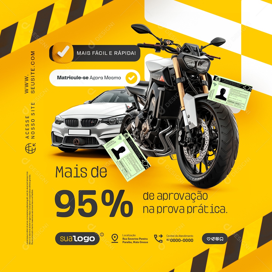Auto Escola Mais de 95% de Aprovação na Prova Prática Social Media PSD Editavel