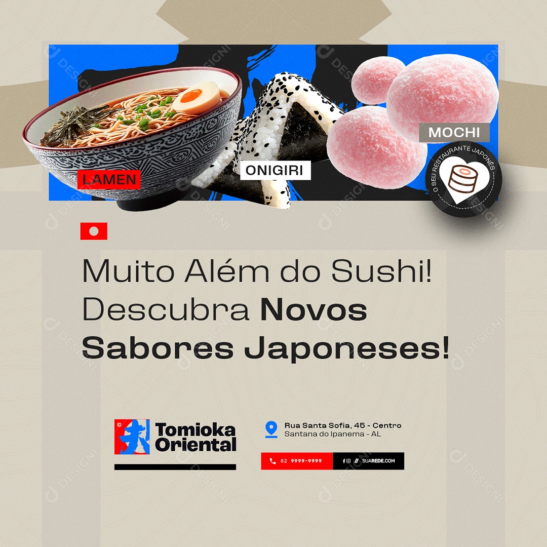 Restaurante Japonês Muito Além do Sushi Social Media PSD Editável