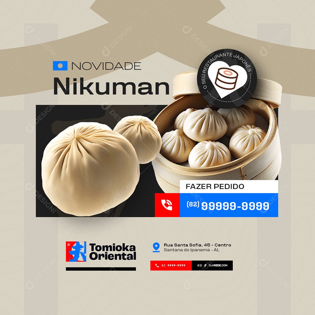 Restaurante Japonês Novidade Nikuman Social Media PSD Editável