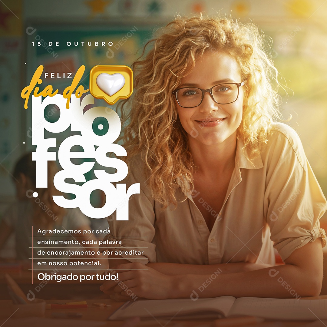 Dia Do Professor 15 de Outubro Social Media PSD Editável