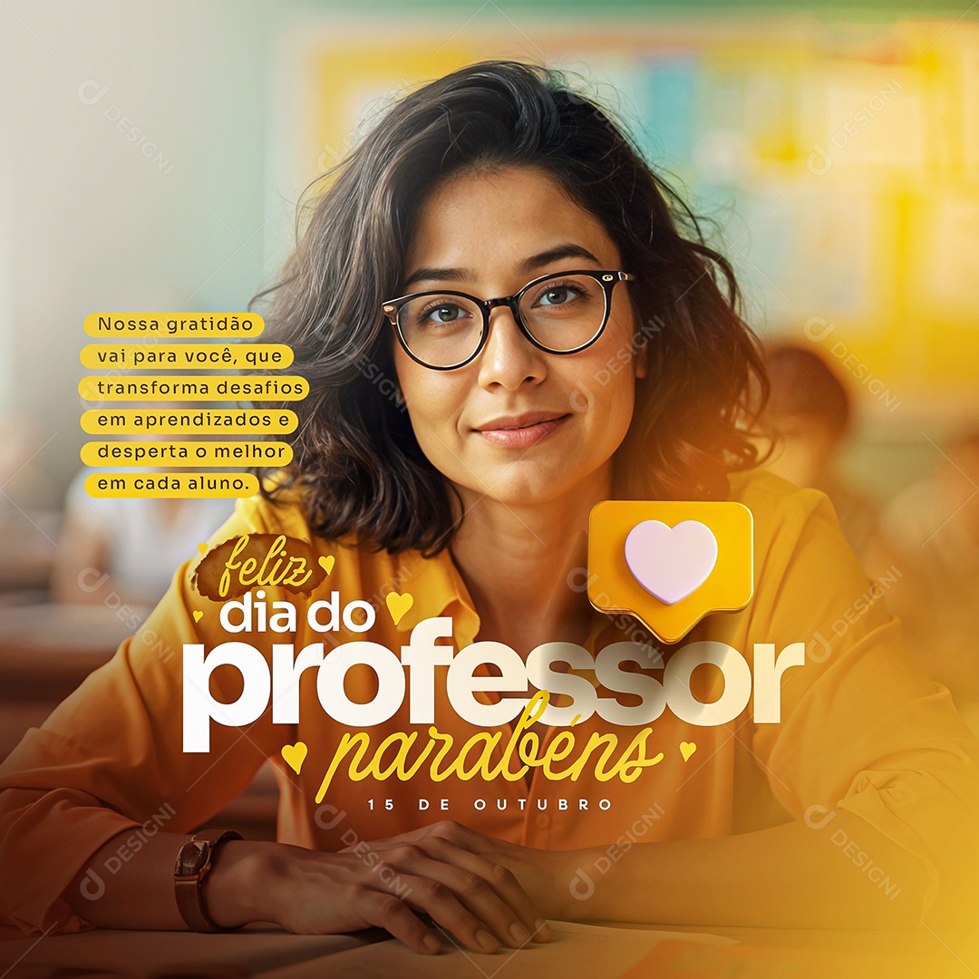 Dia Do Professor 15 de Outubro Social Media PSD Editável