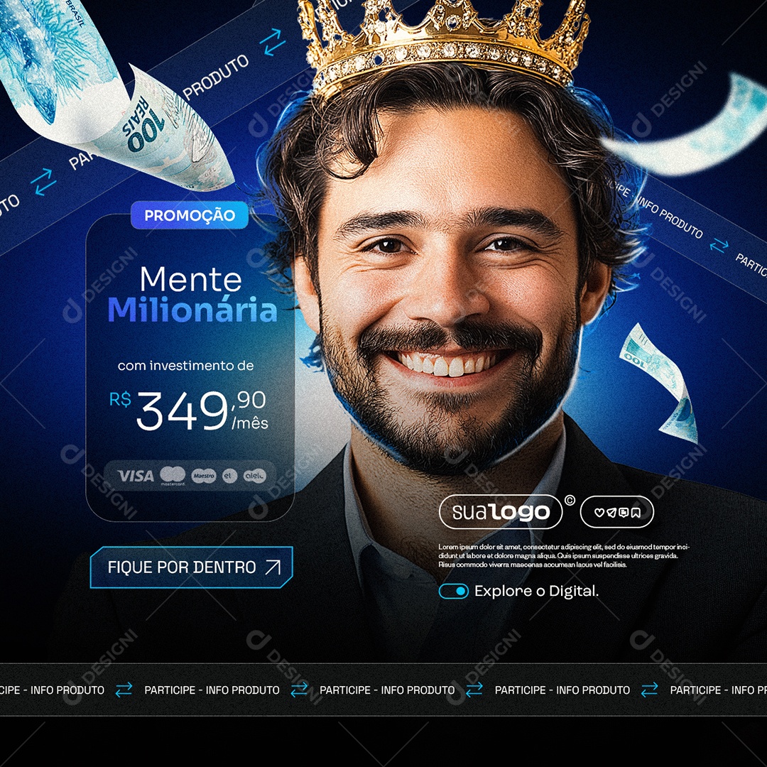 Infoproduto Promoção Mente Milionária Social Media PSD Editável