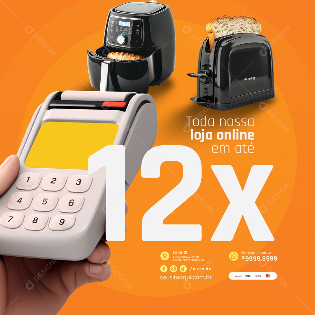 Parcelamento Toda Nossa Loja Online em Até 12x Social Media PSD Editável