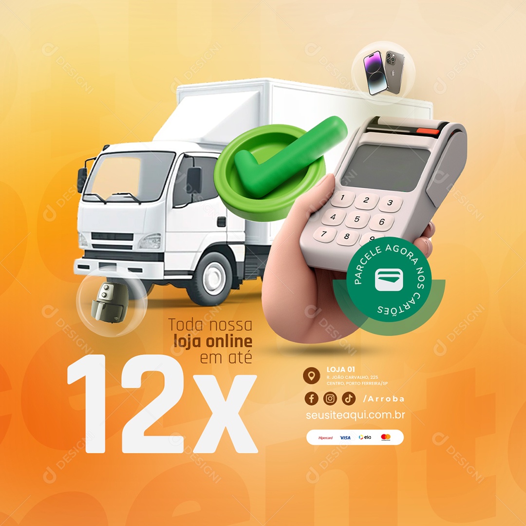 Parcelamento Toda Nossa Loja Online em Até 12x Social Media PSD Editável