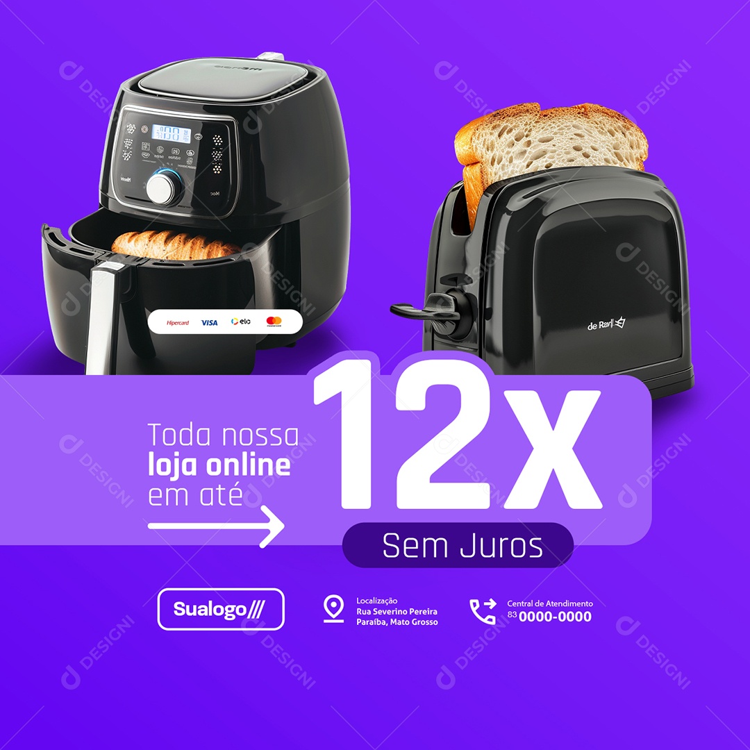 Parcelamento Toda Nossa Loja Online em Até 12x Sem Juros Social Media PSD Editável