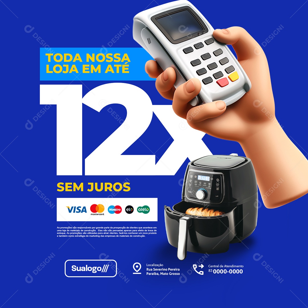 Parcelamento Toda NossaLoja em Até 12x Sem Juros Social Media PSD Editável