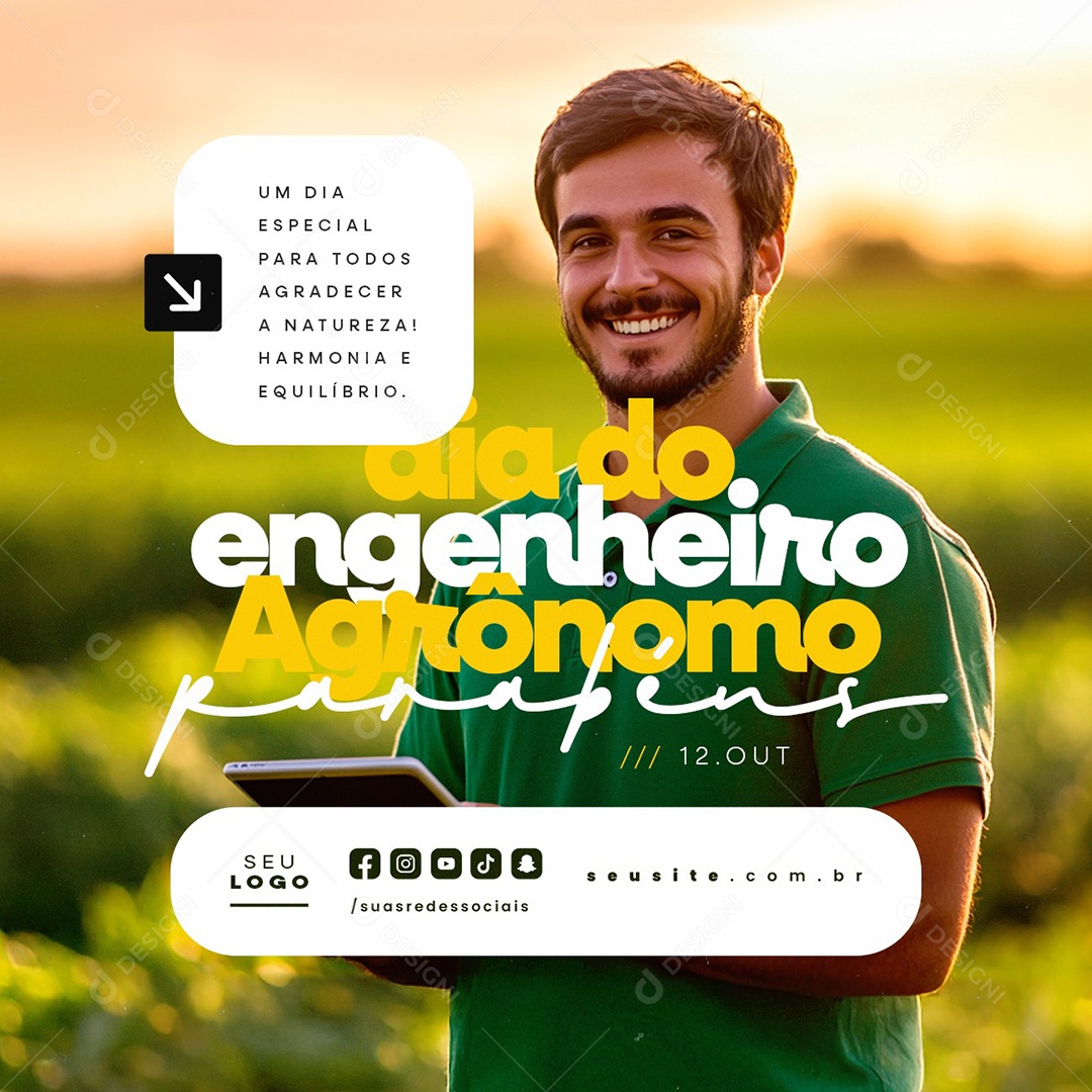 Dia do Engenheiro Agrônomo 12 de Outubro Parabéns Social Media PSD Editável