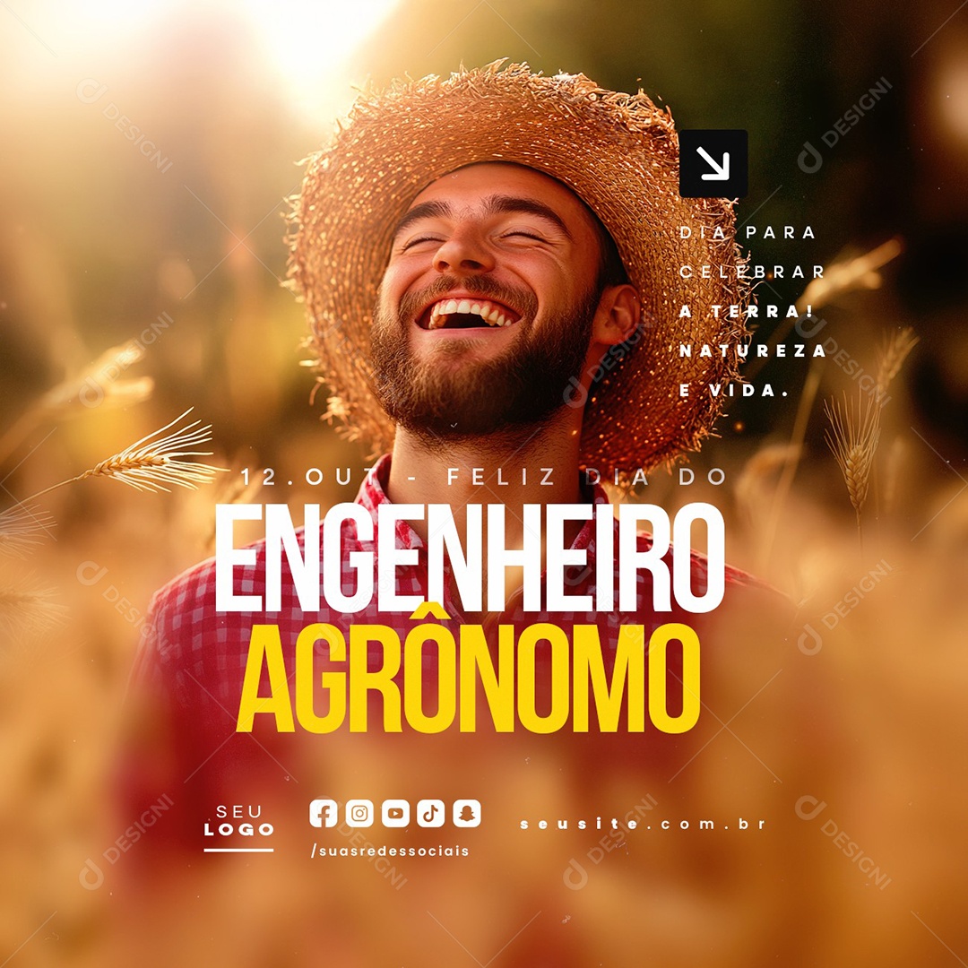 Feliz Dia do Engenheiro Agrônomo 12 de Outubro Social Media PSD Editável