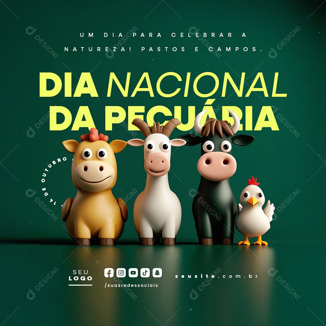 Dia Da Pecuária 14 de Outubro Social Media PSD Editável