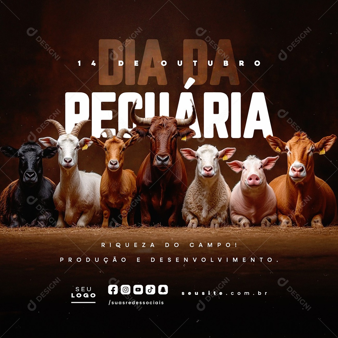 Dia Da Pecuária 14 de Outubro Social Media PSD Editável