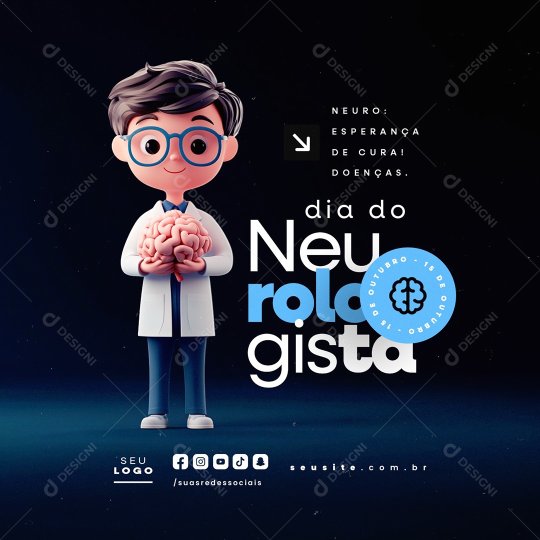 Dia do Neurologista 15 de Outubro Social Media PSD Editável