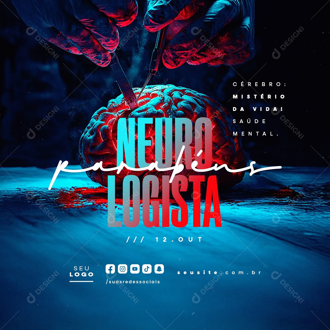 Dia do Neurologista 15 de Outubro Parabéns Social Media PSD Editável