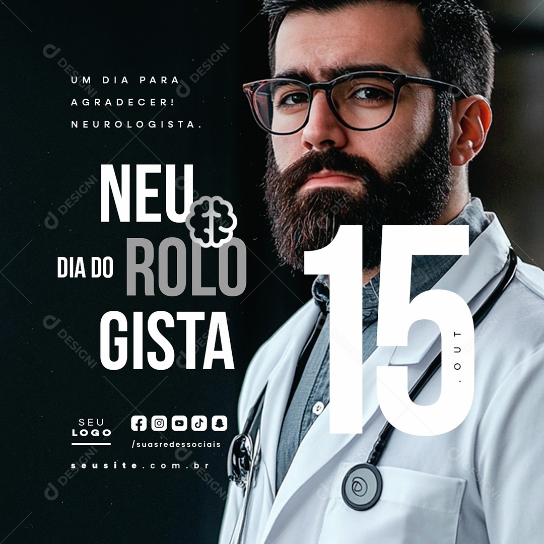 Dia do Neurologista 15 de Outubro Social Media PSD Editável