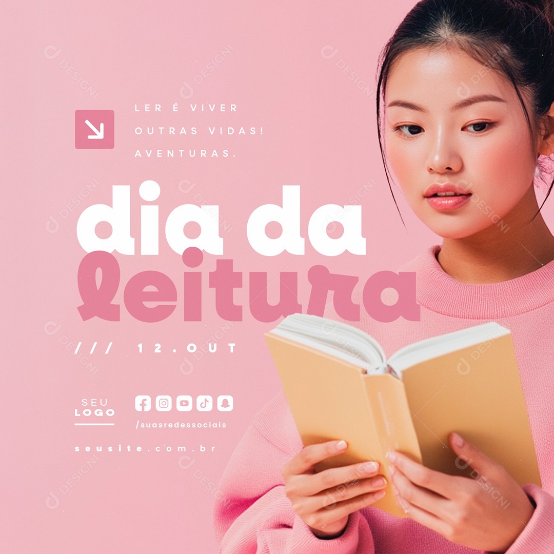 Dia da Leitura 12 de Outubro Social Media PSD Editável