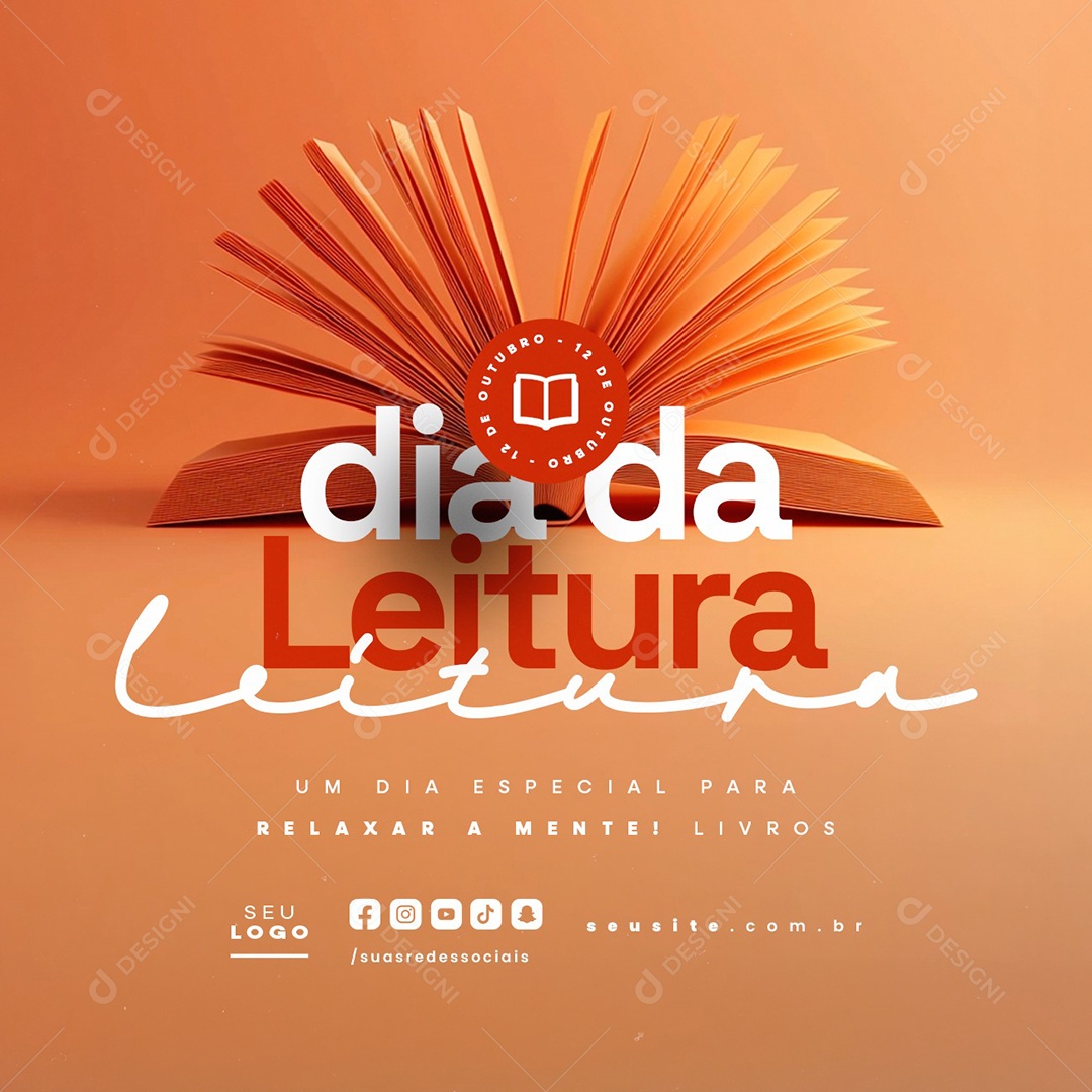 Social Media Dia da Leitura 12 de Outubro PSD Editável