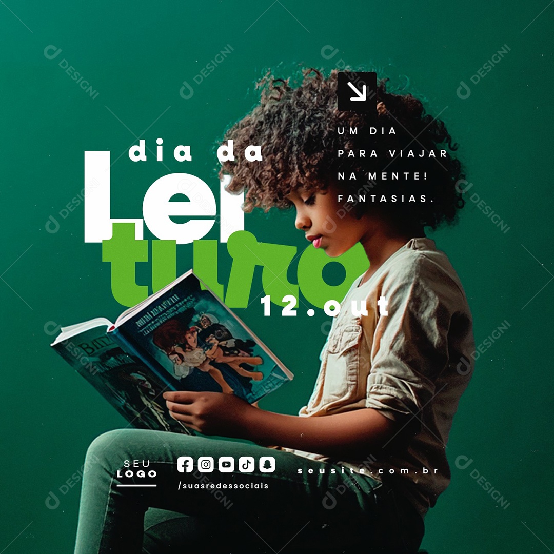 Dia da Leitura 12 de Outubro Social Media PSD Editável