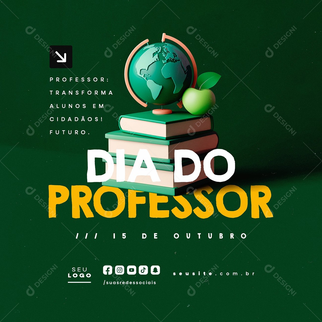 Dia Do Professor 15 de Outubro Social Media PSD Editável