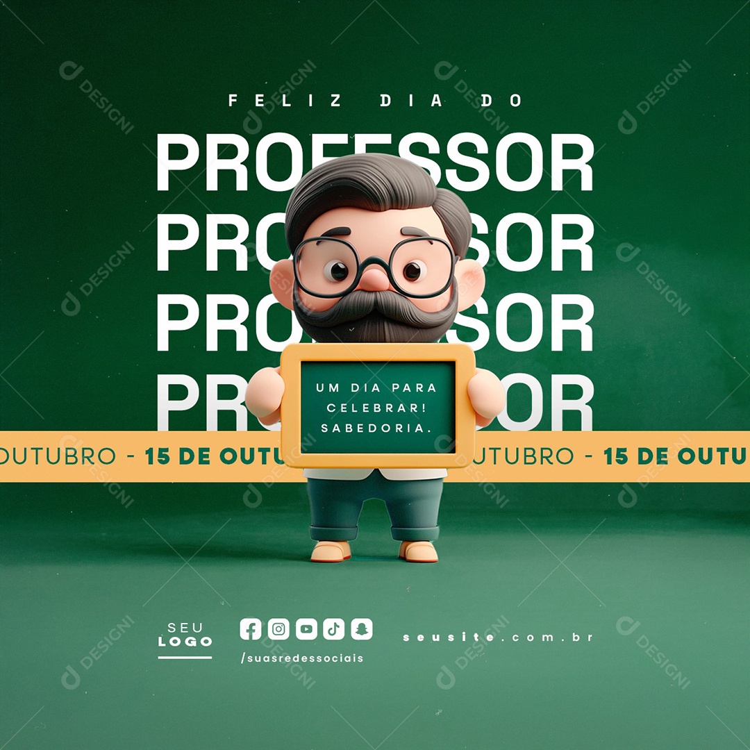 Feliz Dia Do Professor 15 de Outubro Social Media PSD Editável