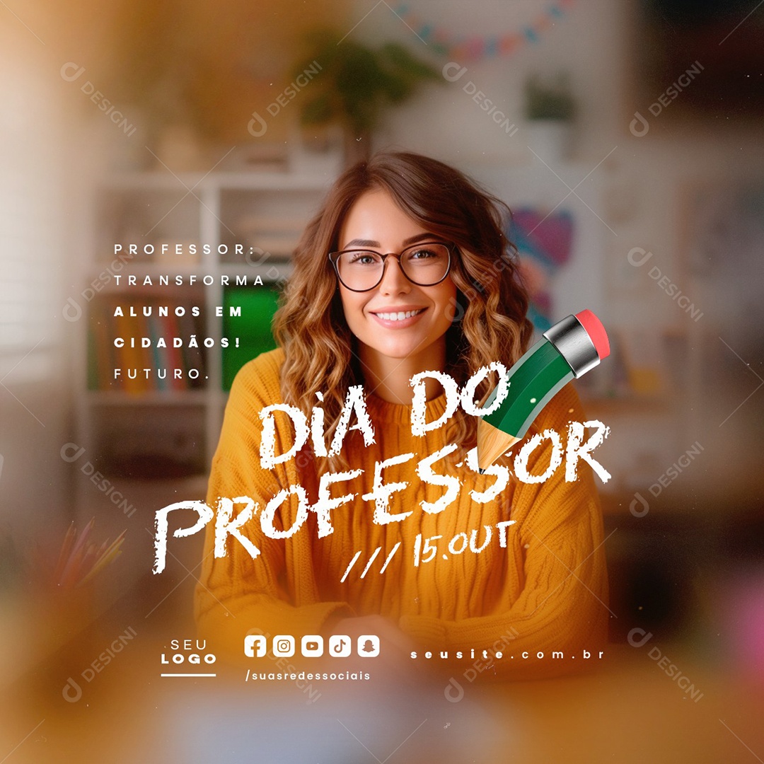 Social Media Dia Do Professor 15 de Outubro PSD Editável