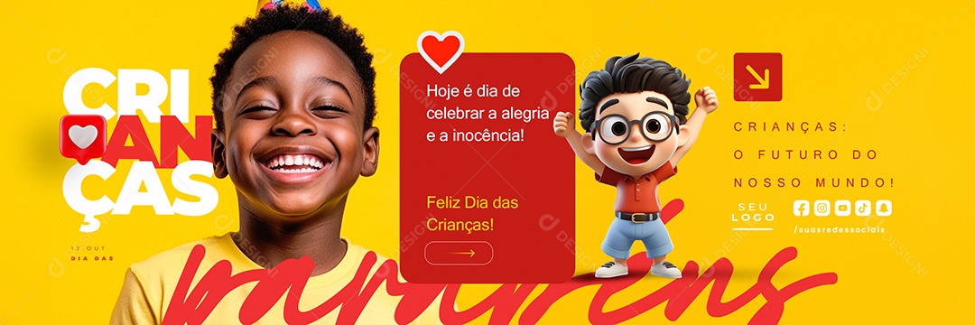 Carrossel Dia Das Crianças 12 de Outubro Parabéns Social Media PSD Editável