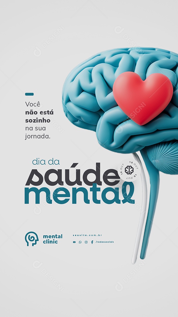 Story Dia da Saúde Mental 10 de Outubro Você Não Está Sozinho Social Media PSD Editável