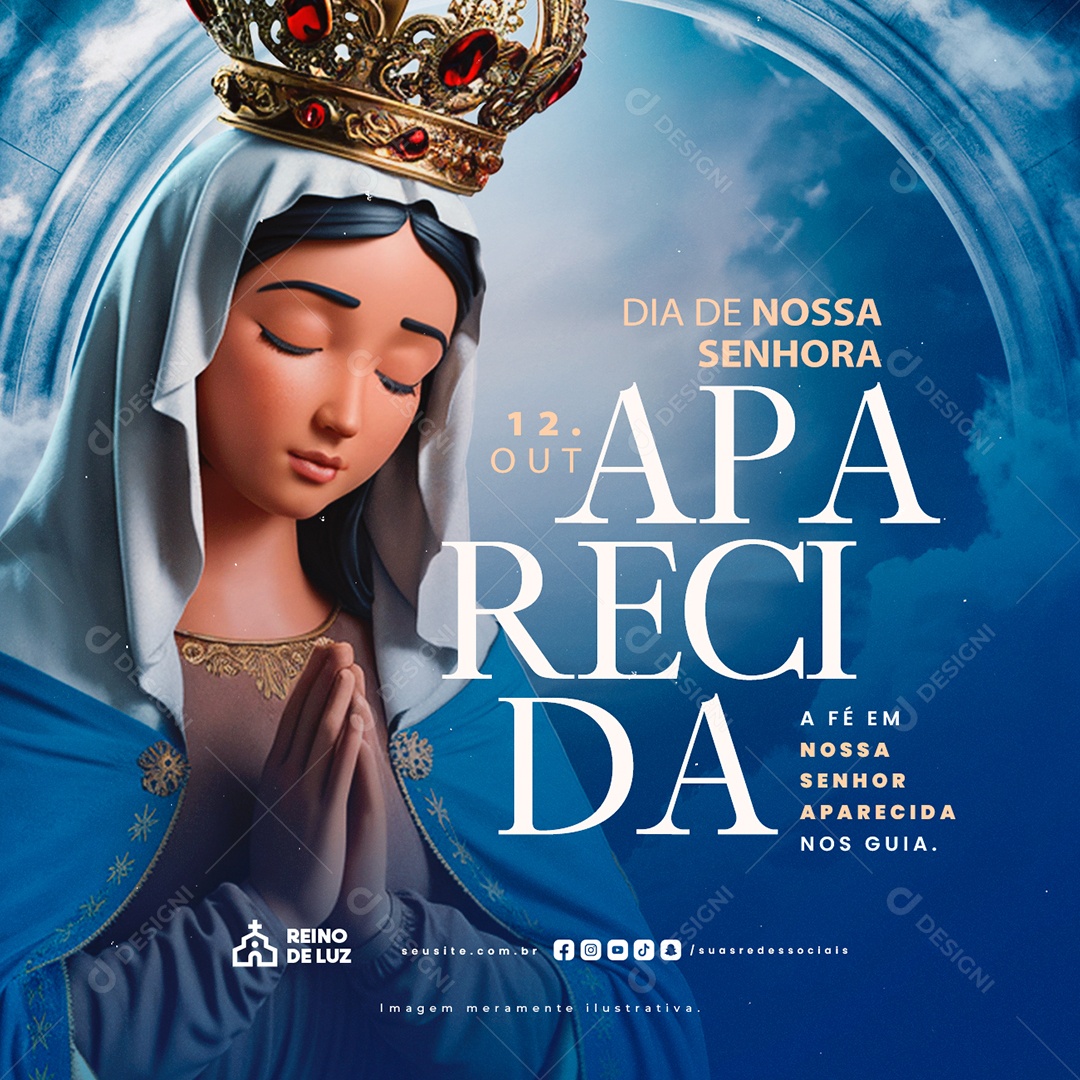 Dia de Nossa Senhora de Aparecida 12 de Outubro Social Media PSD Editável