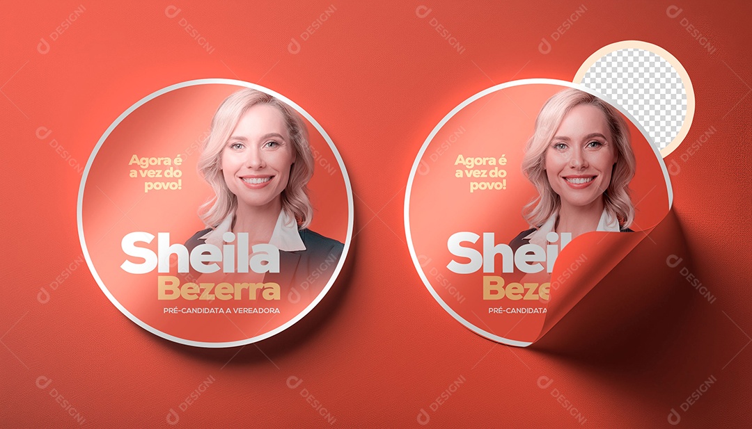 Modelo de Mockup Política Adesivo Sheila Bezerra Para Composição PSD Editável
