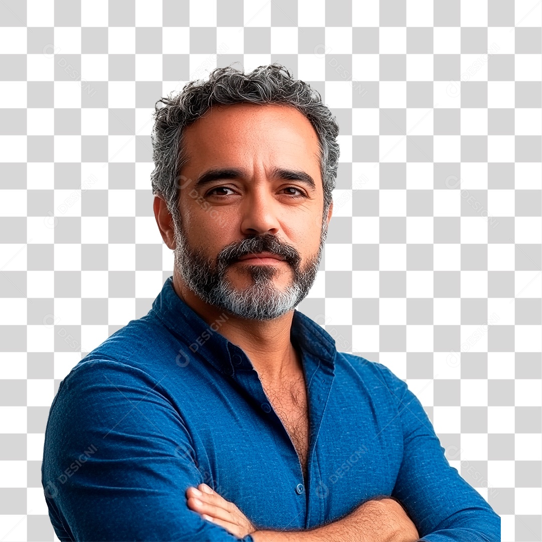 Homem de Camisa Azul PNG Transparente