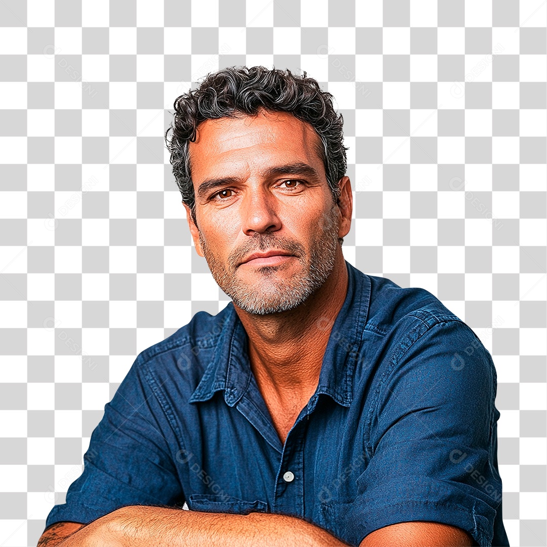 Homem de Camisa Azul PNG Transparente