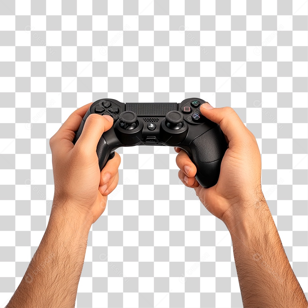 Mãos Segurando Console de Video Gamer PNG Transparente