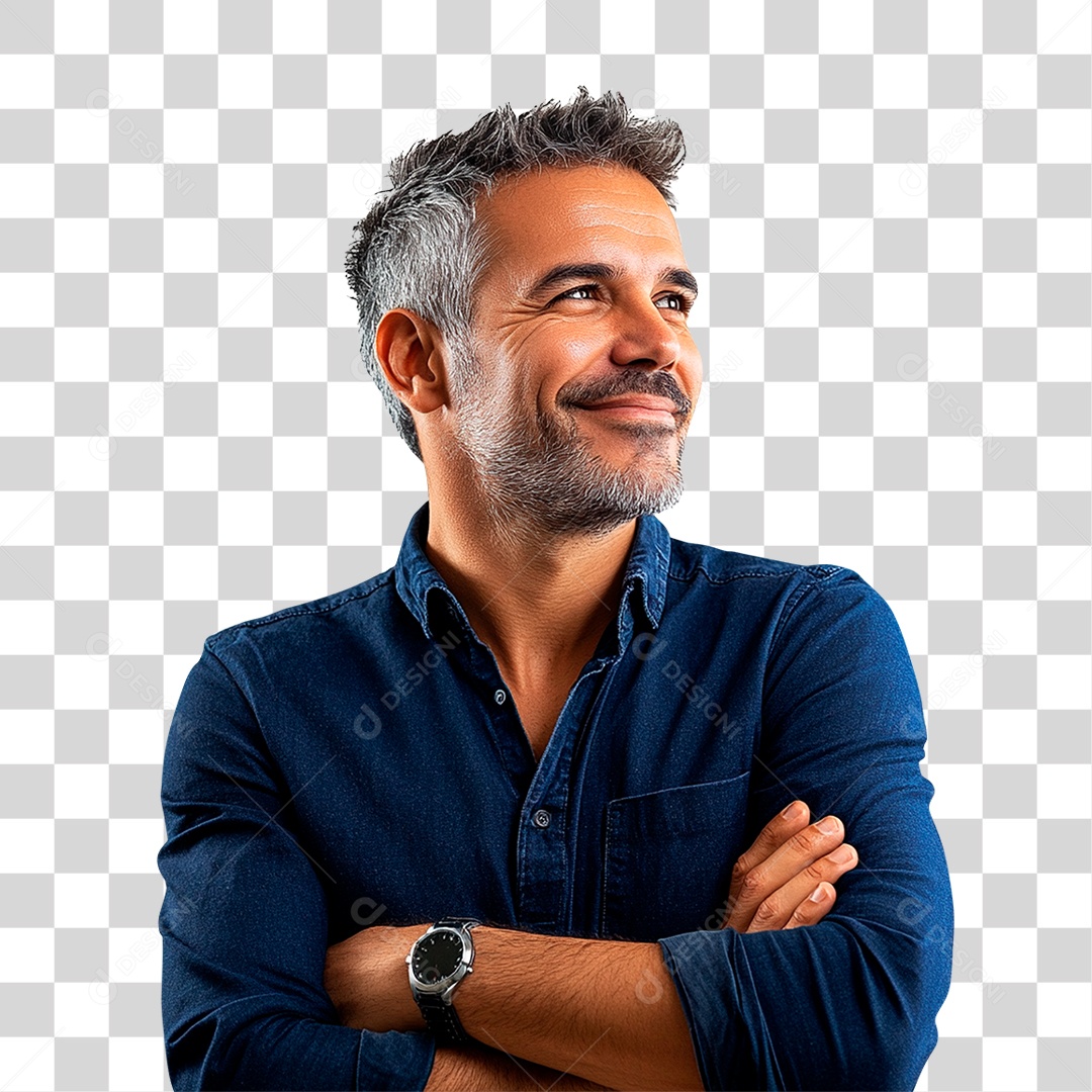 Homem de Camisa Azul PNG Transparente