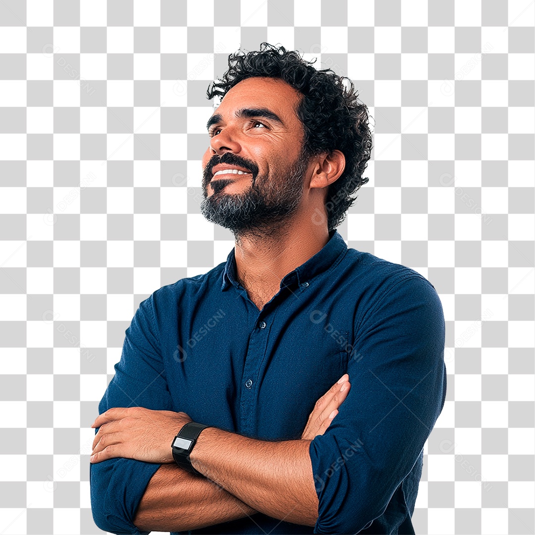 Homem de Camisa Azul PNG Transparente