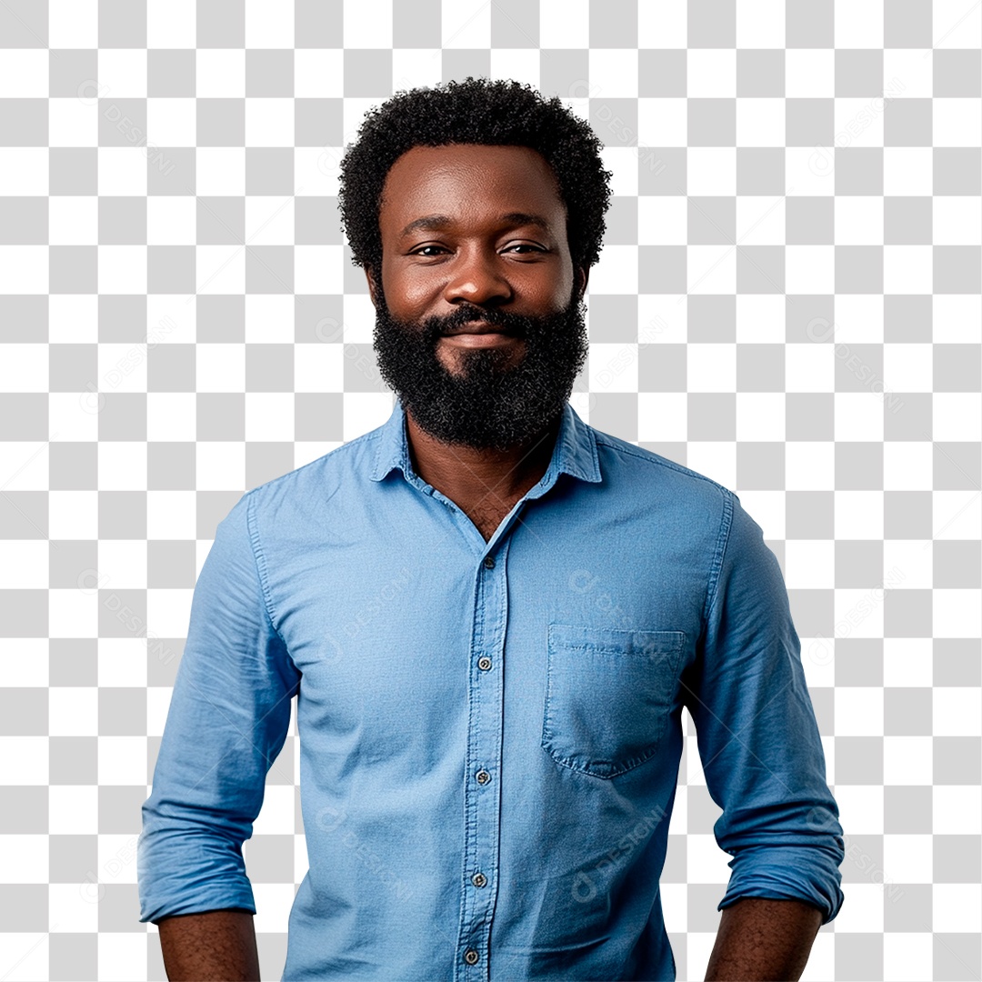 Homem de Camisa Azul PNG Transparente