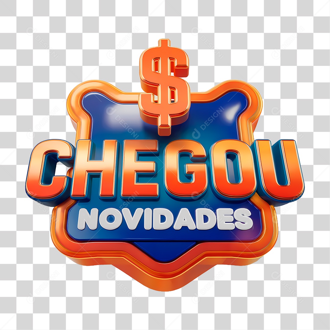 Selo 3D Chegou Novidadeas PNG Transparente