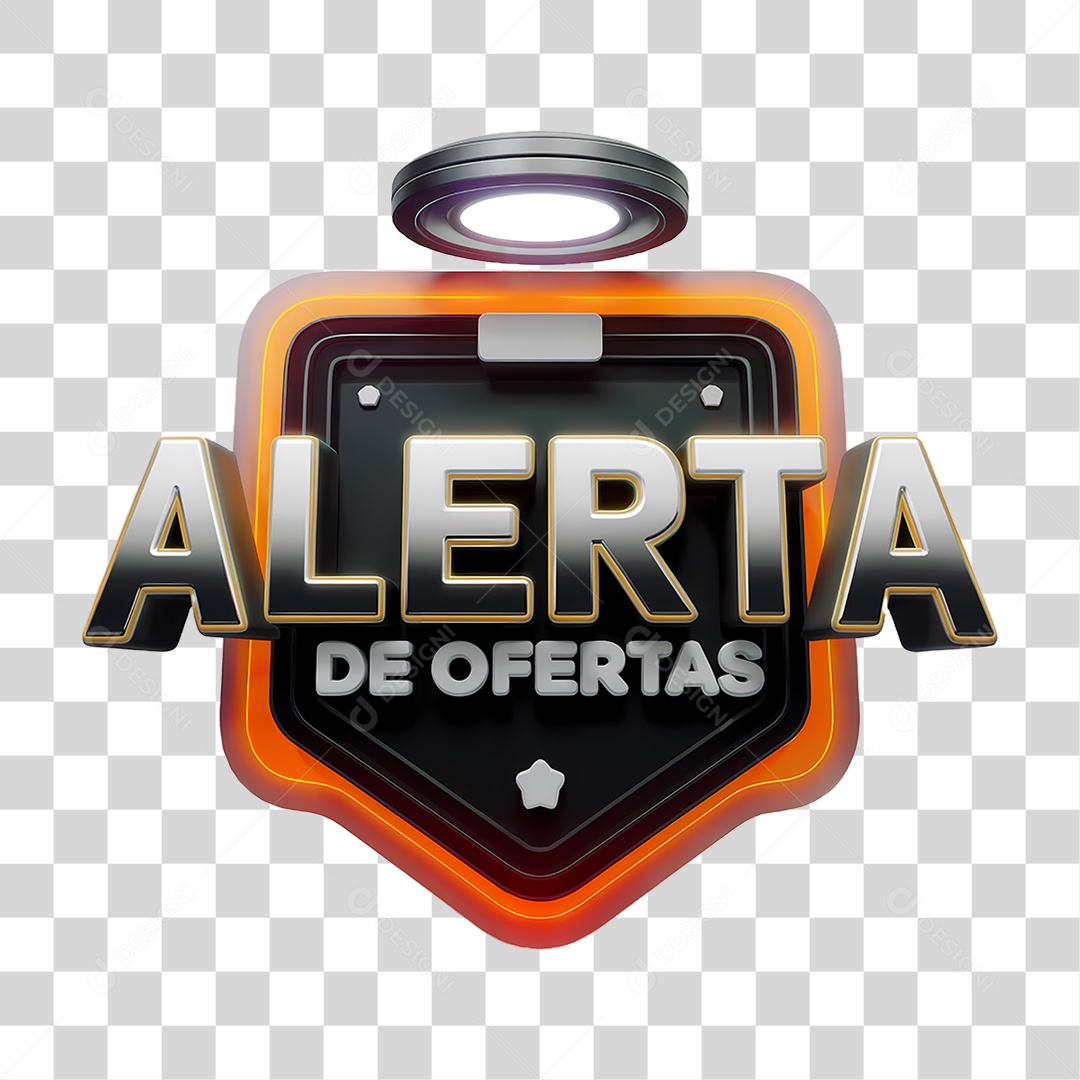 Selo 3D Alerta de Ofertas PNG Transparente