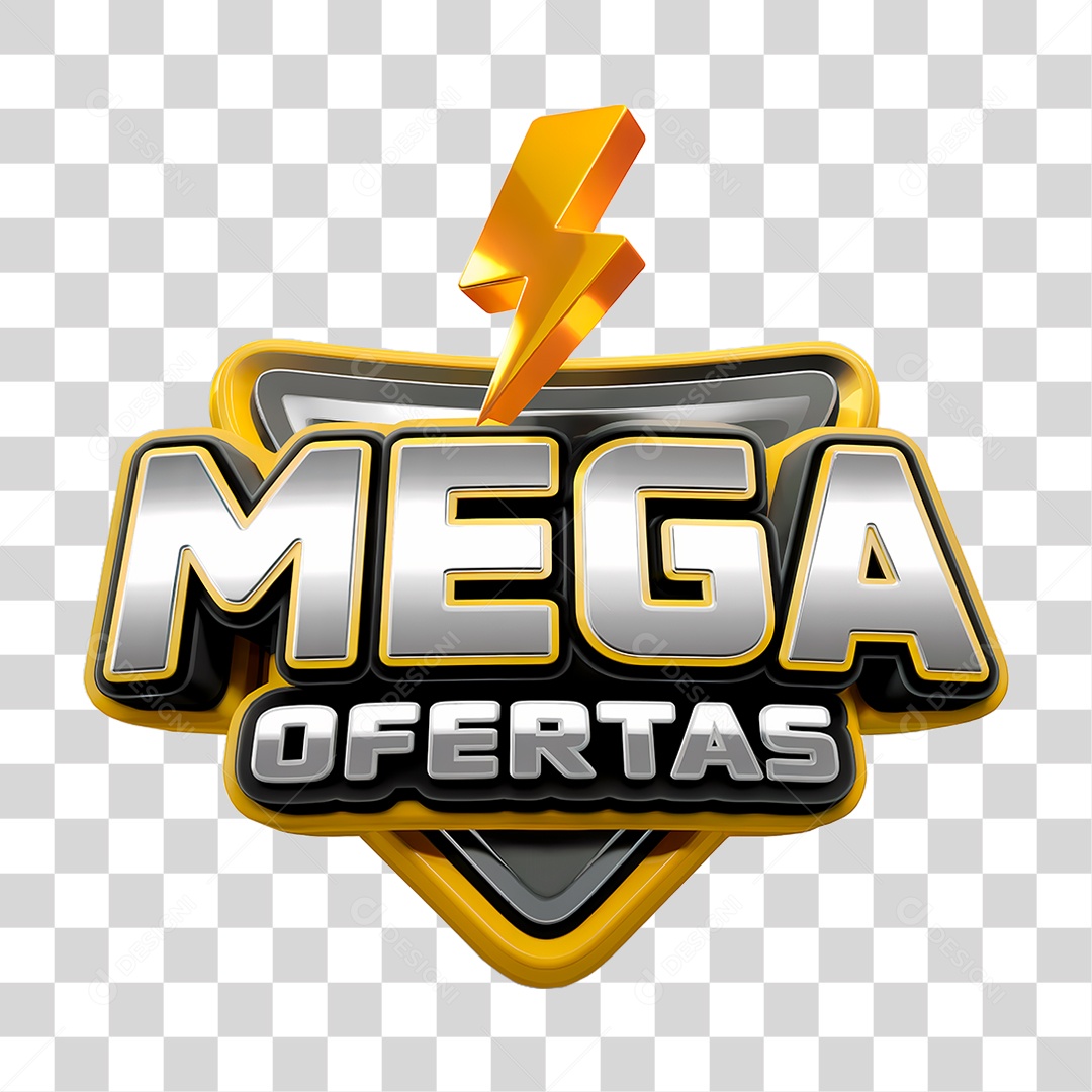 Selo 3D Mega Ofertas PNG Transparente