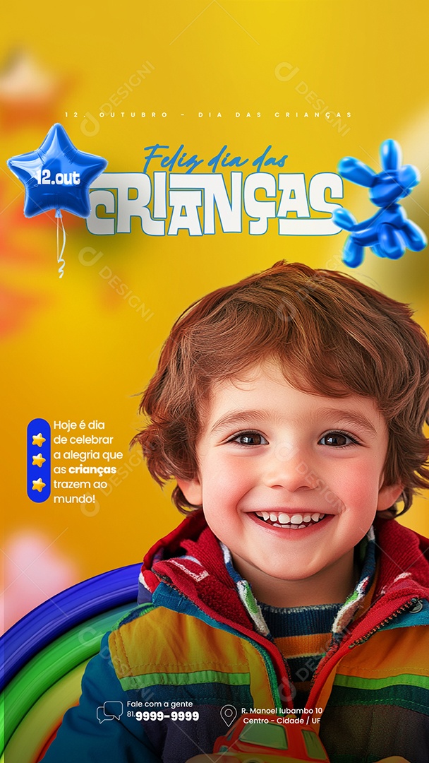 Story Feliz Dia Das Crianças 12 de Outubro Social Media PSD Editável