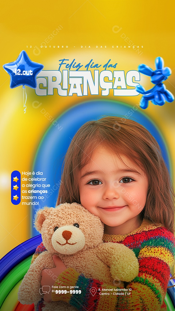 Story Feliz Dia Das Crianças 12 de Outubro Social Media PSD Editável