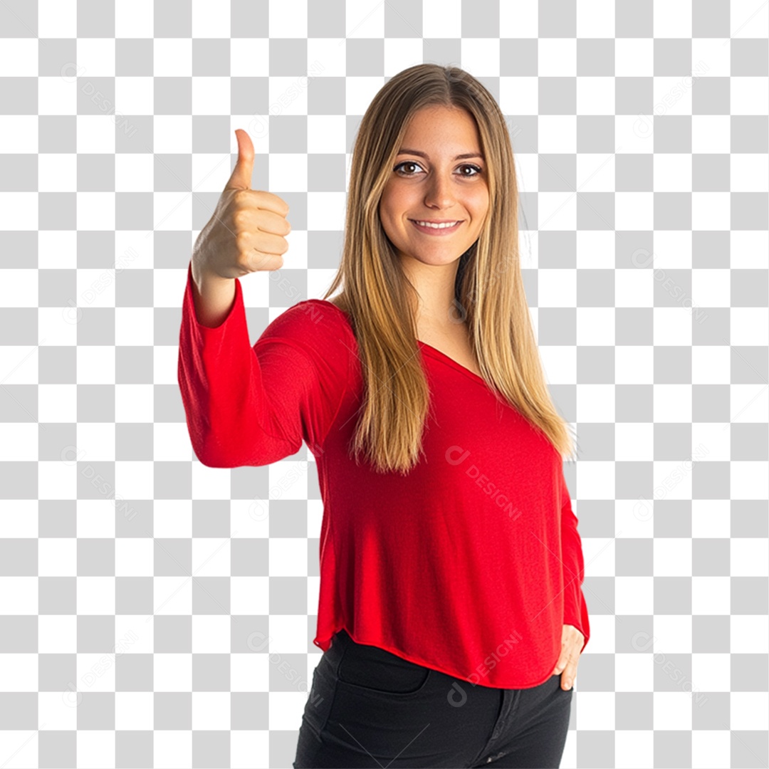 Mulher Personagem com Blusa Vermelha PNG Transparente