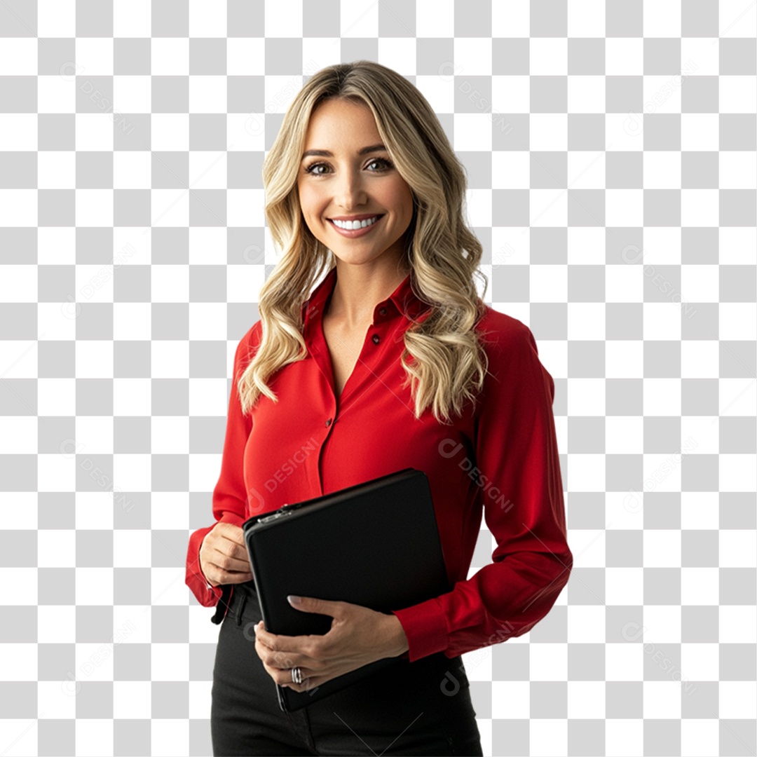 Mulher Personagem com Blusa Vermelha PNG Transparente