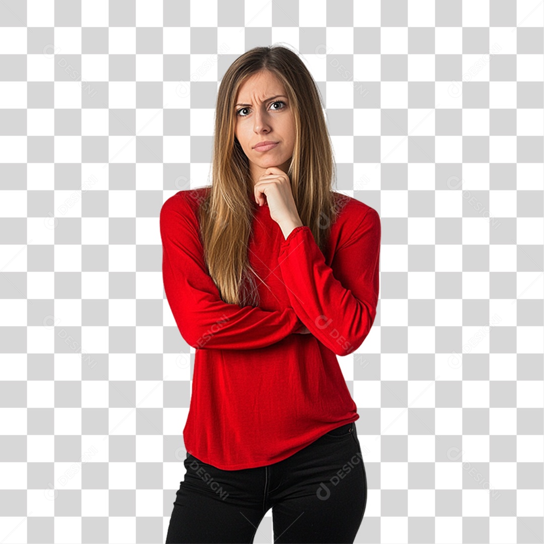 Mulher Personagem com Blusa Vermelha PNG Transparente