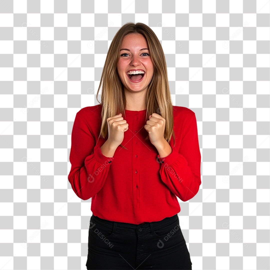 Mulher Personagem com Blusa Vermelha PNG Transparente